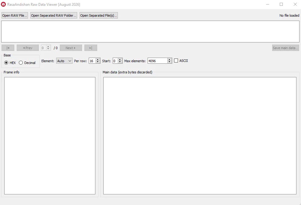 برنامهی Raw Data Viewer برای باز کردن دادهی خام ضبطشده